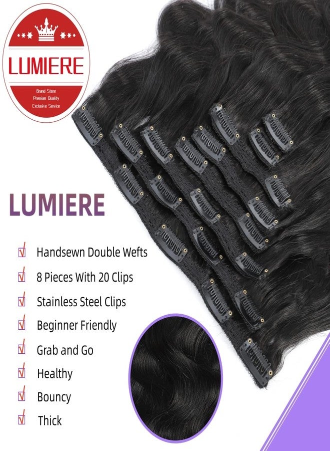 LUMIERE Clip In Hair Extensions Real Human Hair - 8 Inch Glueless Body Wave Hair Extensions Clip Ins 110g Grade 10A Brazilian Remy Hair 8Pcs With 20Clips Bob Hair Thick and Soft Natural Black - Image 2
