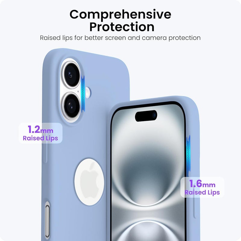 Elzzi Microfiber Logo Cut Cover Compatible for iPhone 16 Case Liquid Silicone Cases Full Body 4 Layer Protective Covers Shockproof Back Cover with High Raised Camera Lips (6.1 inch, Official Blue) - Image 4