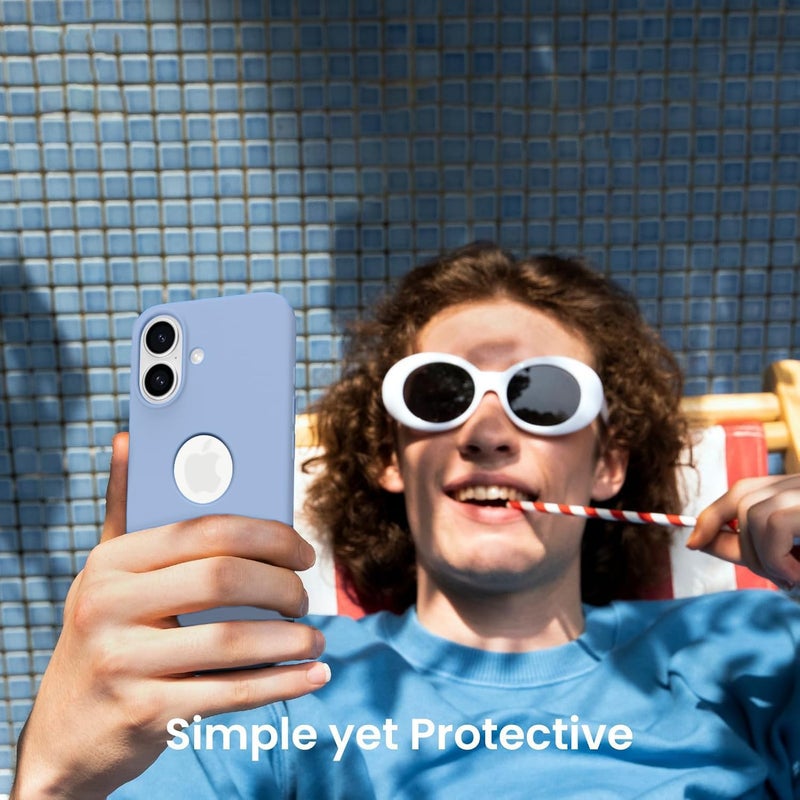 Elzzi Microfiber Logo Cut Cover Compatible for iPhone 16 Case Liquid Silicone Cases Full Body 4 Layer Protective Covers Shockproof Back Cover with High Raised Camera Lips (6.1 inch, Official Blue) - Image 5