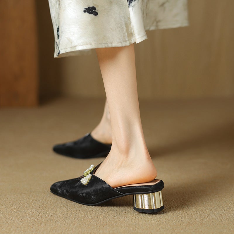 Summer Wish Leisure Low Heel 33-43 National Style Drill Buckle Decorative Outdoor Slippers - Image 3