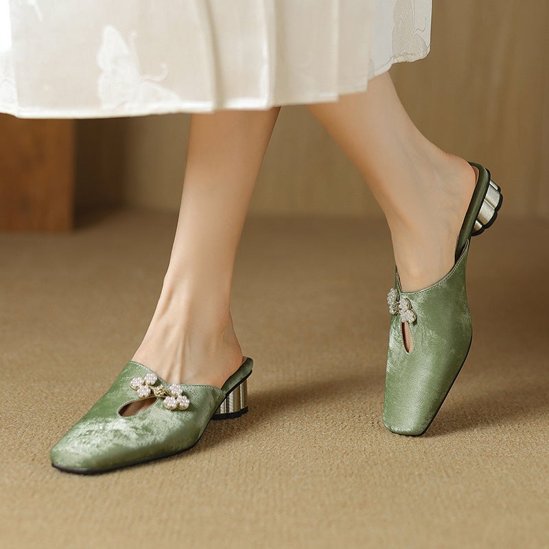 Summer Wish Leisure Low Heel 33-43 National Style Drill Buckle Decorative Outdoor Slippers - Image 4