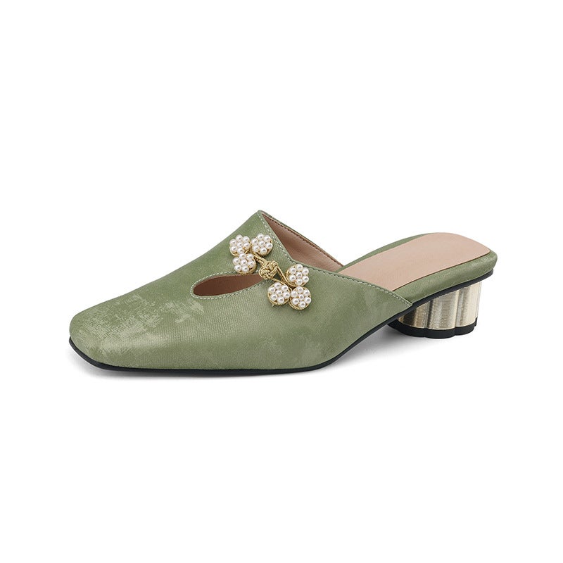 Summer Wish Leisure Low Heel 33-43 National Style Drill Buckle Decorative Outdoor Slippers - Image 1