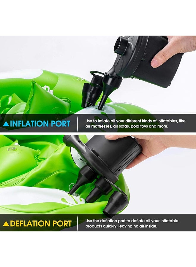 Electric Air Pump Portable Air Pump with 3 Nozzles One-Button Switch for Fast Inflation & Deflation Dual Power 100-240V AC/12V DC Pumps for Inflatable Boats, Pools, Furniture, Outdoor Camping - Image 5