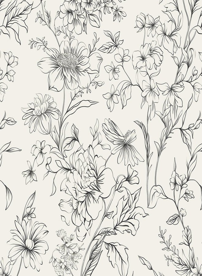 Hopepak 17.3''x197'' Peel and Stick Wallpaper White and Black Wallpaper Peel and Stick Self Adhesive Removable Wallpaper - Image 1
