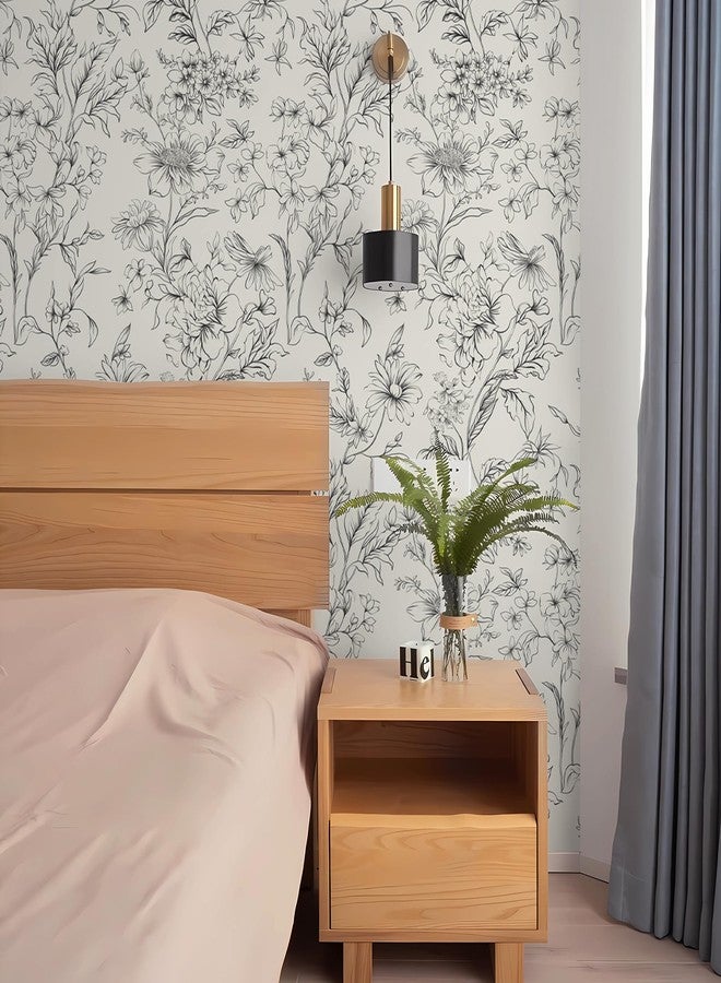 Hopepak 17.3''x197'' Peel and Stick Wallpaper White and Black Wallpaper Peel and Stick Self Adhesive Removable Wallpaper - Image 5