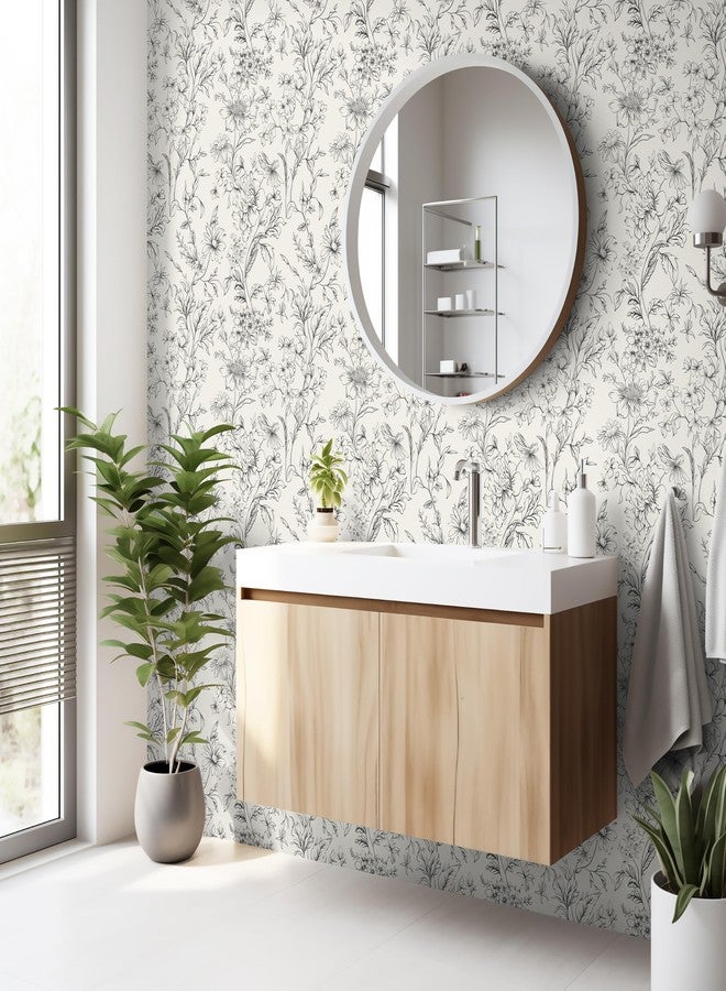 Hopepak 17.3''x197'' Peel and Stick Wallpaper White and Black Wallpaper Peel and Stick Self Adhesive Removable Wallpaper - Image 3