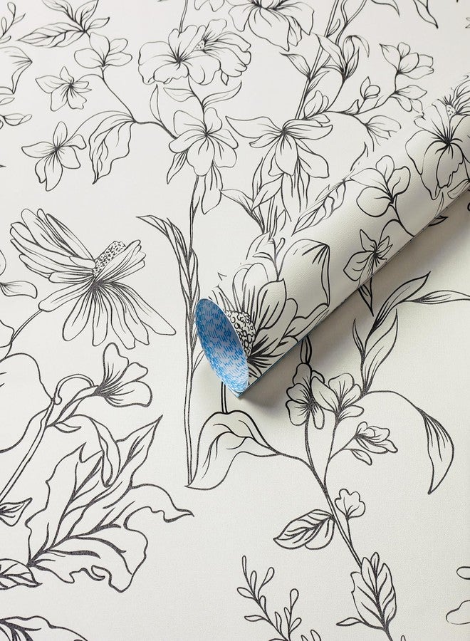 Hopepak 17.3''x197'' Peel and Stick Wallpaper White and Black Wallpaper Peel and Stick Self Adhesive Removable Wallpaper - Image 4