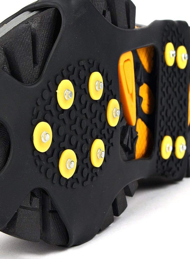 EONPOW Ice Grips, Ice & Snow Grips Cleat Over Shoe/Boot Traction Cleat Rubber Spikes Anti Slip 10 Steel Studs Crampons Slip-on Stretch Footwear - Image 4