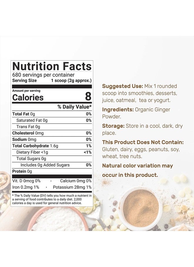 DEAL SUPPLEMENT - Organic Fresh Ginger Powder, 3lbs – Finely Ground for Easy Mixing, Raw Ginger Spice Flavor, Indian Origin – Great for Ginger Chews, Tea, Candy, & Juice – Non-GMO, Filler Free - Image 1