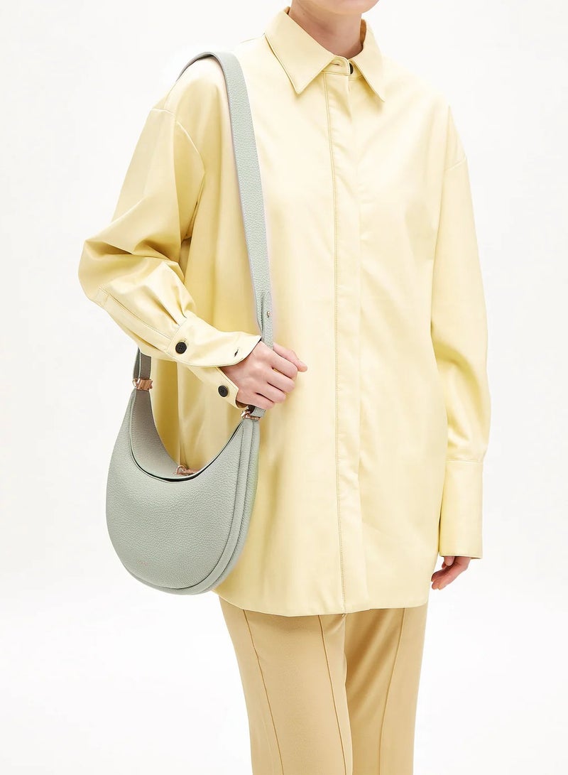 سونغمونت سلسلة حقيبة قمر ميديامونت، مصنوعة من الجلد الطبيعي، سعة كبيرة، حقيبة هلالية، حقيبة كتف فردية تحت الإبط - أخضر الجاد - Image 3