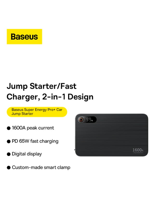 بيسوس جهاز بدء تشغيل السيارة سوبر إنيرجي برو+ بقوة 1600 أمبير، أسود، 3.2 × 16.3 × 9.4 سم CGNL070001 - Image 2