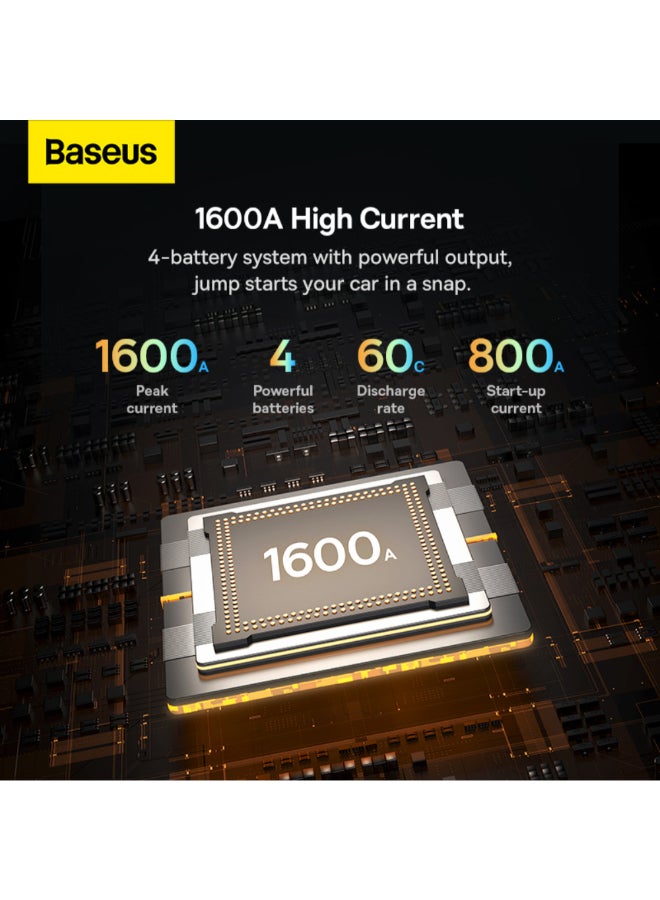 بيسوس جهاز بدء تشغيل السيارة سوبر إنيرجي برو+ بقوة 1600 أمبير، أسود، 3.2 × 16.3 × 9.4 سم CGNL070001 - Image 4