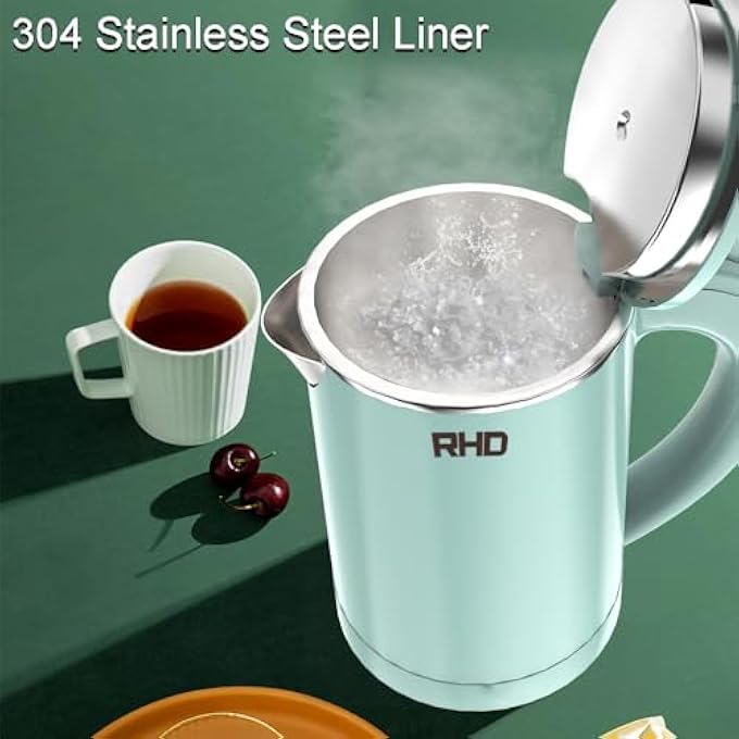 RHD 05L Small Portable Electric Kettles For Boiling Water Stainless Steel Travel Kettle Fast Boil Teapot BoilDry Protection  Auto ShutOff Perfect For Traveling Cooking Coffee Tea EggsGreen - Image 4