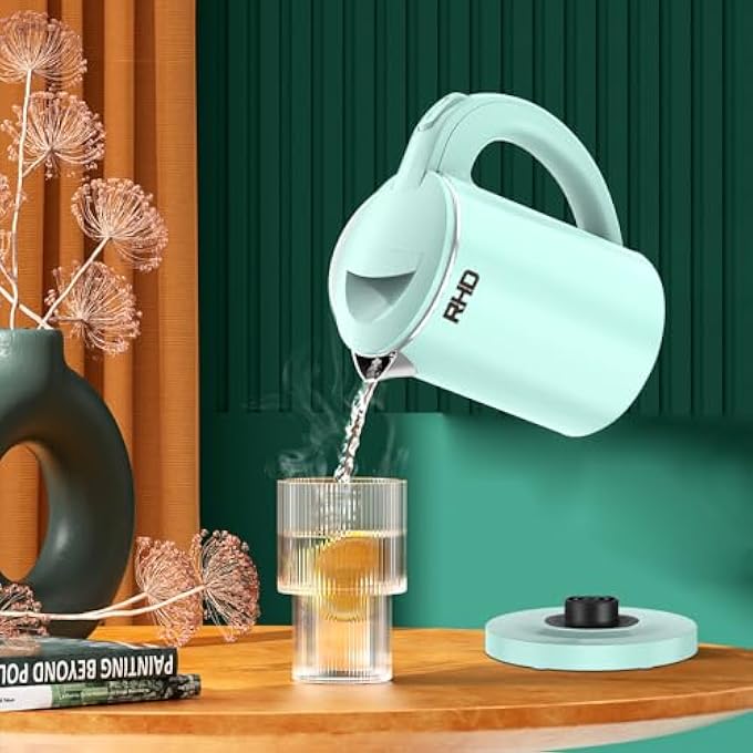RHD 05L Small Portable Electric Kettles For Boiling Water Stainless Steel Travel Kettle Fast Boil Teapot BoilDry Protection  Auto ShutOff Perfect For Traveling Cooking Coffee Tea EggsGreen - Image 5