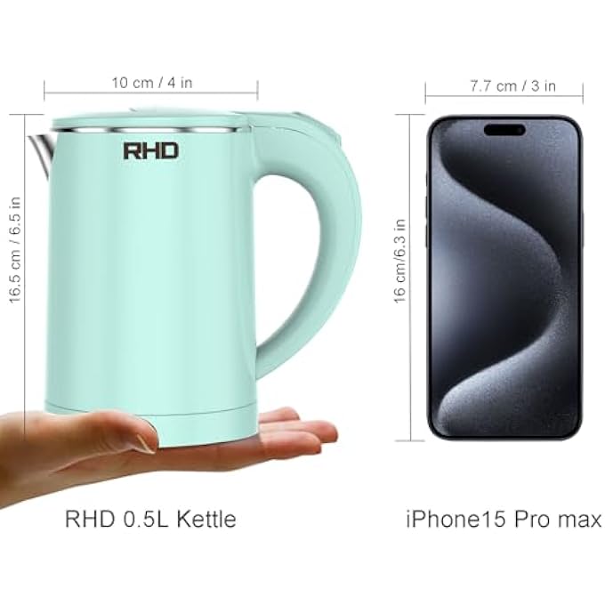 RHD 05L Small Portable Electric Kettles For Boiling Water Stainless Steel Travel Kettle Fast Boil Teapot BoilDry Protection  Auto ShutOff Perfect For Traveling Cooking Coffee Tea EggsGreen - Image 3