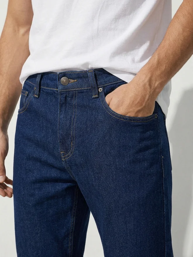 Styli  Men Blue Regular Fit Washed Jeans for Men | Best Price UAE