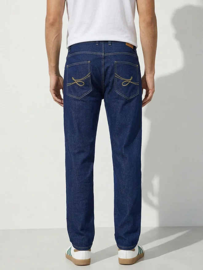 Styli  Men Blue Regular Fit Washed Jeans for Men | Best Price UAE