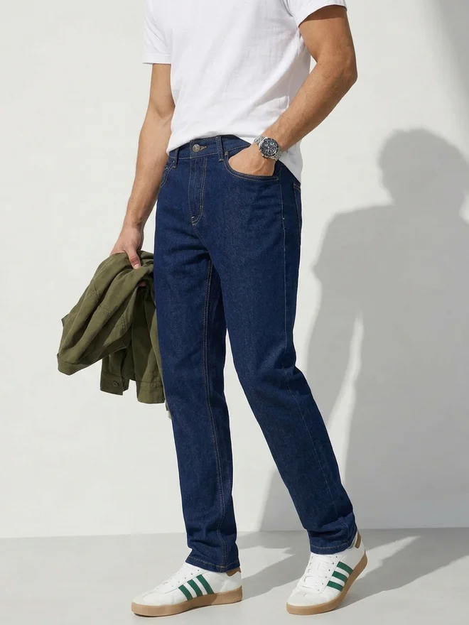 Styli  Men Blue Regular Fit Washed Jeans for Men | Best Price UAE