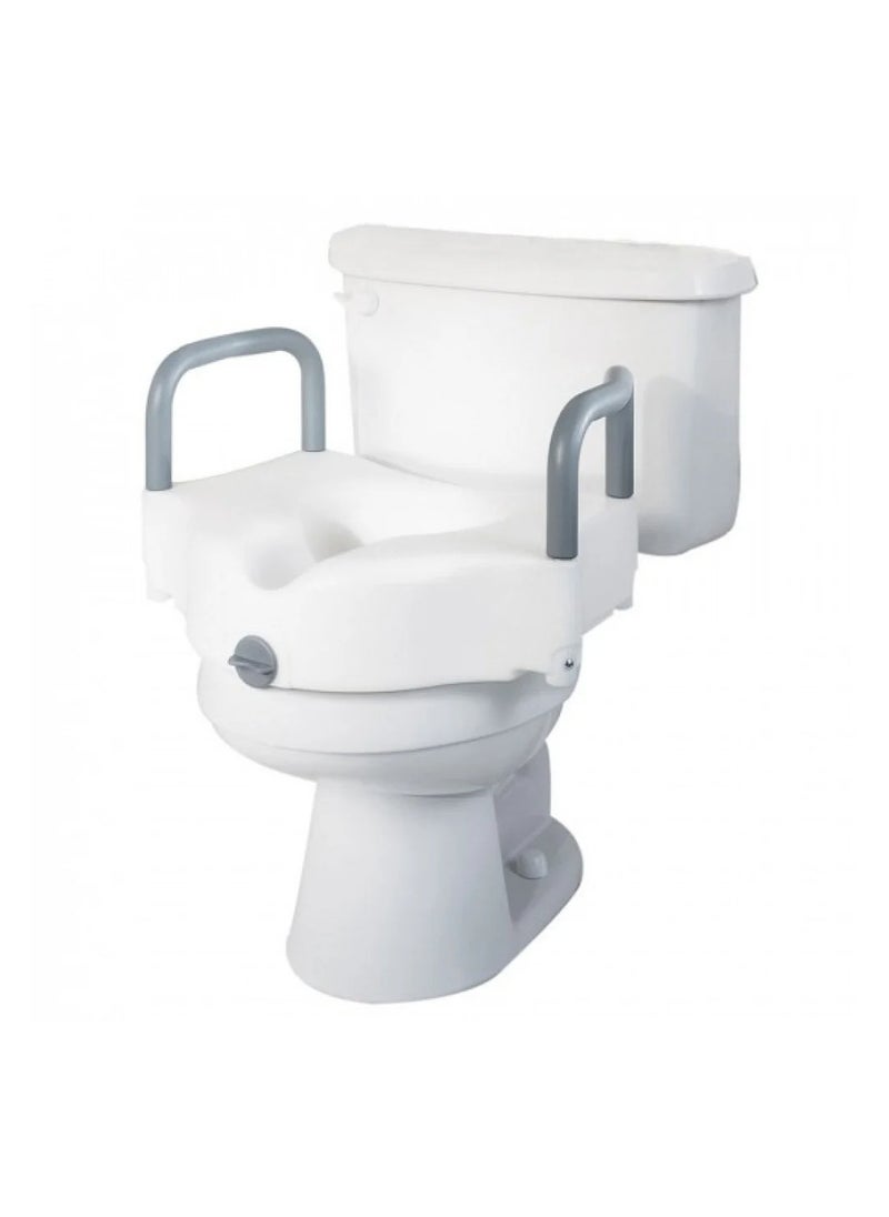Beauenty White raised toilet seat with removable padded armrests is durable and high quality  - Image 2