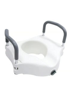 Beauenty White raised toilet seat with removable padded armrests is durable and high quality  - Image 1