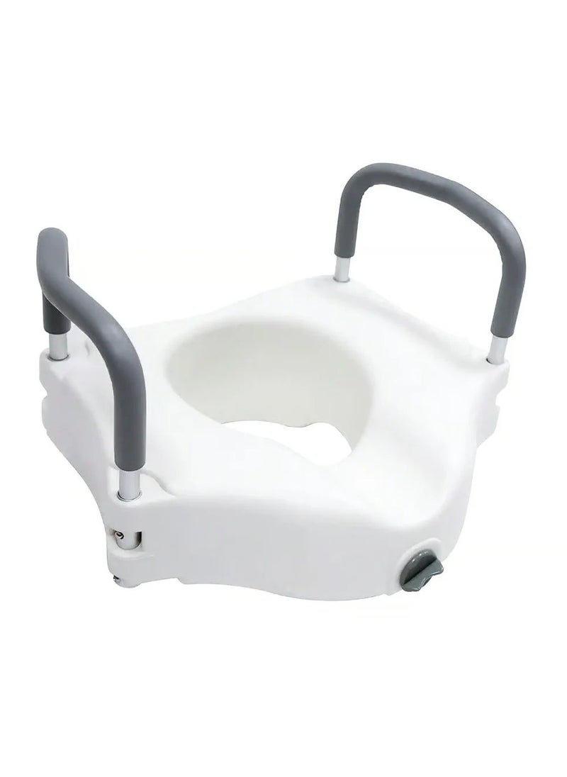 Beauenty White raised toilet seat with removable padded armrests is durable and high quality  - Image 1