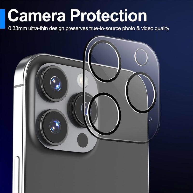 Ailun 3 Pack Screen Protector for iPhone 15 Pro Max [6.7 inch] + 3 Pack Camera Lens Protector with Installation Frame,Sensor Protection,Dynamic Island Compatible,Case Friendly Tempered Glass Film - Image 5