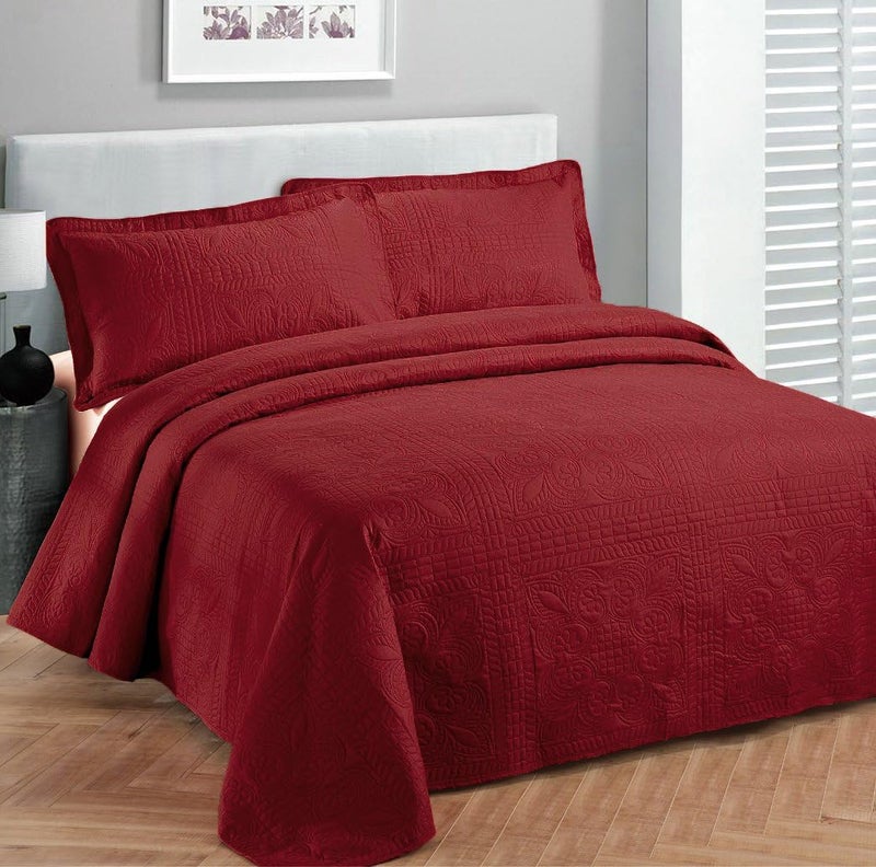 Fancy Linen Fancy Collection Luxury Bedspread Coverlet Embossed Bed Cover Solid Red New Over Size 118"x106" King/California King - Image 1