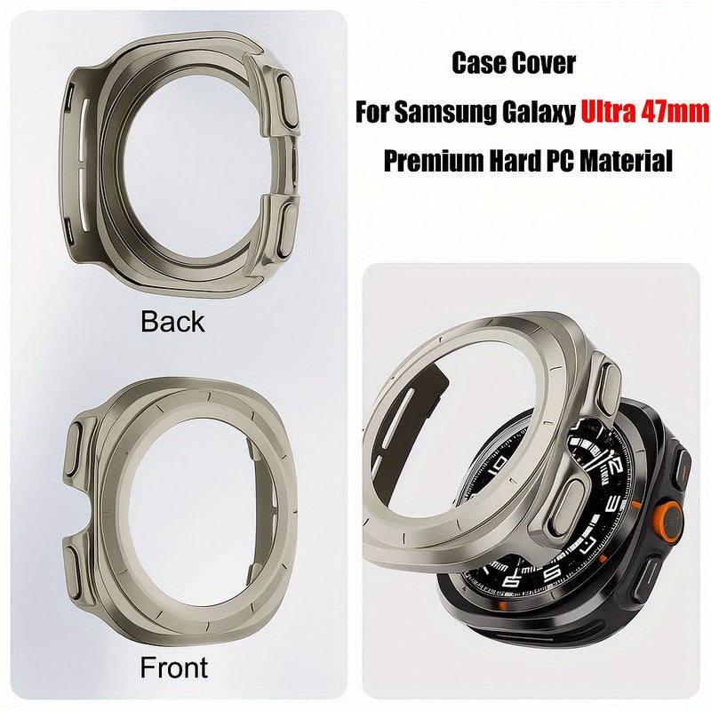 Heavy Duty Hard PC Case For Galaxy Watch Ultra 47mm Black Hollow Bumper Frame Anti Scratch Anti Fall Protective Cover - Image 1