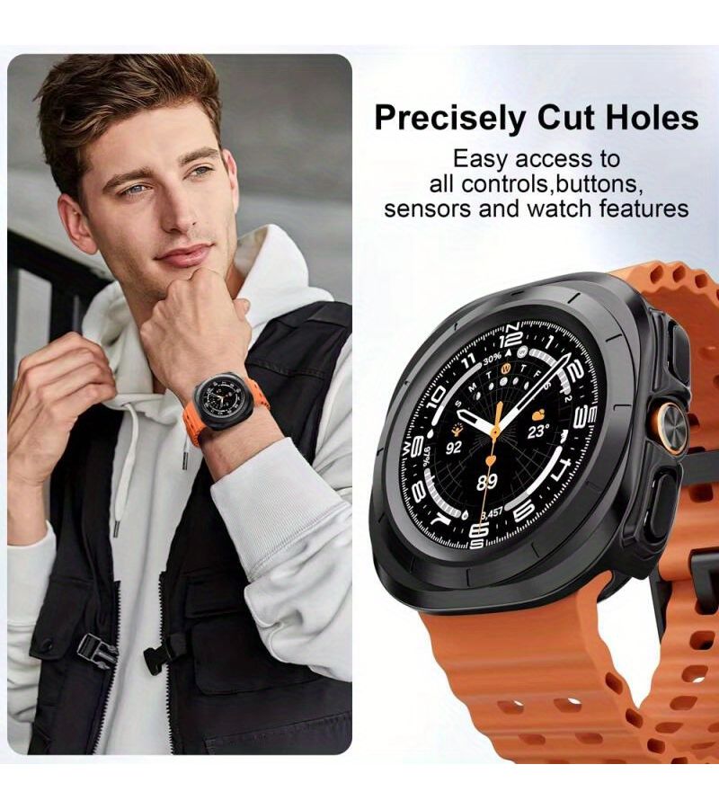 Heavy Duty Hard PC Case For Galaxy Watch Ultra 47mm Black Hollow Bumper Frame Anti Scratch Anti Fall Protective Cover - Image 4
