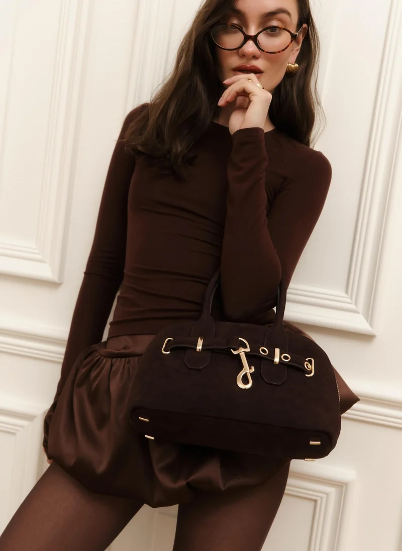 Eco-suede rigid-shaped bag