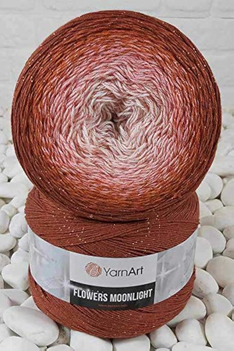 YarnArt Flowers Moonlight Glitter Cotton Yarn Soft Rainbow Crochet Metallic Lurex handknit Shiny Silvery Cake Multicolor Cotton 1 Skein Weight 917oz Lenght 3937 inches 1 Fine Yarn 3288