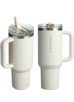 Stanley 40oz Stanley Cup Rose Quencher ProTour Flip Straw Tumbler - Stainless Steel Vacuum Insulated Travel Mug, BPA Free & Car Cup Holder Compatible Water, Iced Tea, Coffee, Smoothies, Premium Eco-Friendly Gifts - Milk White  - Image 1