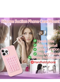 General Suction Phone Case Mount, Silicon Adhesive Phone Accessory for iPhone and Android, Hands-Free Fidget Toy Mirror Shower Phone Holder, Tiktok Videos and Selfies (Pink)  - Image 2