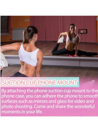 Suction Phone Case Mount, Silicon Adhesive Phone Accessory for iPhone and Android, Hands-Free Fidget Toy Mirror Shower Phone Holder, Tiktok Videos and Selfies (Pink) - view 3