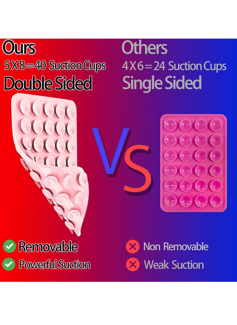 General Suction Phone Case Mount, Silicon Adhesive Phone Accessory for iPhone and Android, Hands-Free Fidget Toy Mirror Shower Phone Holder, Tiktok Videos and Selfies (Pink)  - Image 5