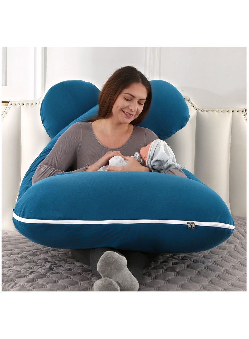 Pregnancy Pillows Cotton U Shaped Body Pillow for Sleeping, Comfortable Cooling Maternity Pillow for Pregnant Women Support Body Pain Relief Pillow