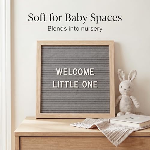 C CRYSTAL LEMON Felt Letter Board 10x10 Inch Gray 336 Letters Numbers Symbols Changeable Message Board with Wooden Frame Wall Mount or Stand - Image 3