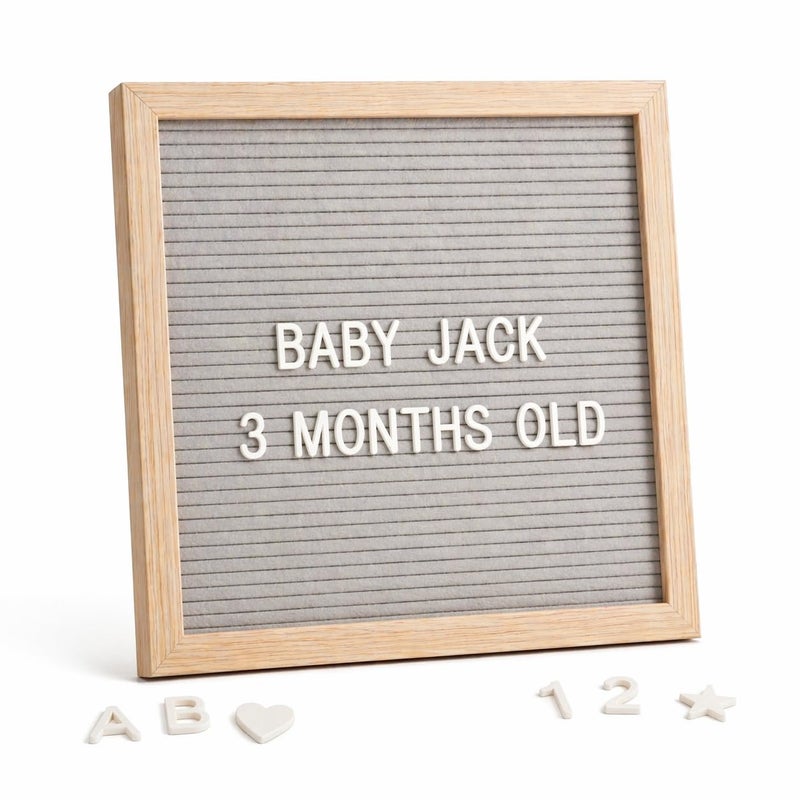 C CRYSTAL LEMON Felt Letter Board 10x10 Inch Gray 336 Letters Numbers Symbols Changeable Message Board with Wooden Frame Wall Mount or Stand - Image 2