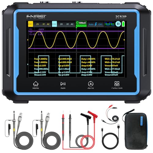 FNIRSI 2C53P Handheld Tablet Oscilloscope Multimeter DDS Signal Generator 3 in 1 2CH Automotive Oscilloscope Multimeters with 50Mhz Bandwidth 19999 Counts 250MSs Sampling 43 inch Touch Screen - Image 1