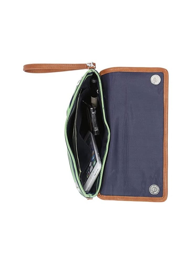 NAUTICA - Nautica women's RFID Blocking Mini Crossbody Wallet Wristlet Clutch, Lime/Indigo, - Image 1