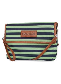 Nautica women's RFID Blocking Mini Crossbody Wallet Wristlet Clutch, Lime/Indigo,