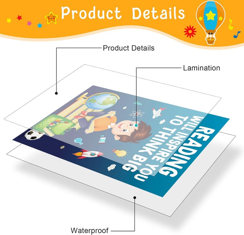 klarako 45 Pcs Classroom Decorations Set Reading Poster Read Bulletin Board Decorations Elementary Educational Prints Poster Rainbow Classroom Wall Decor for Preschool Library Teachers Elementary read - Image 3