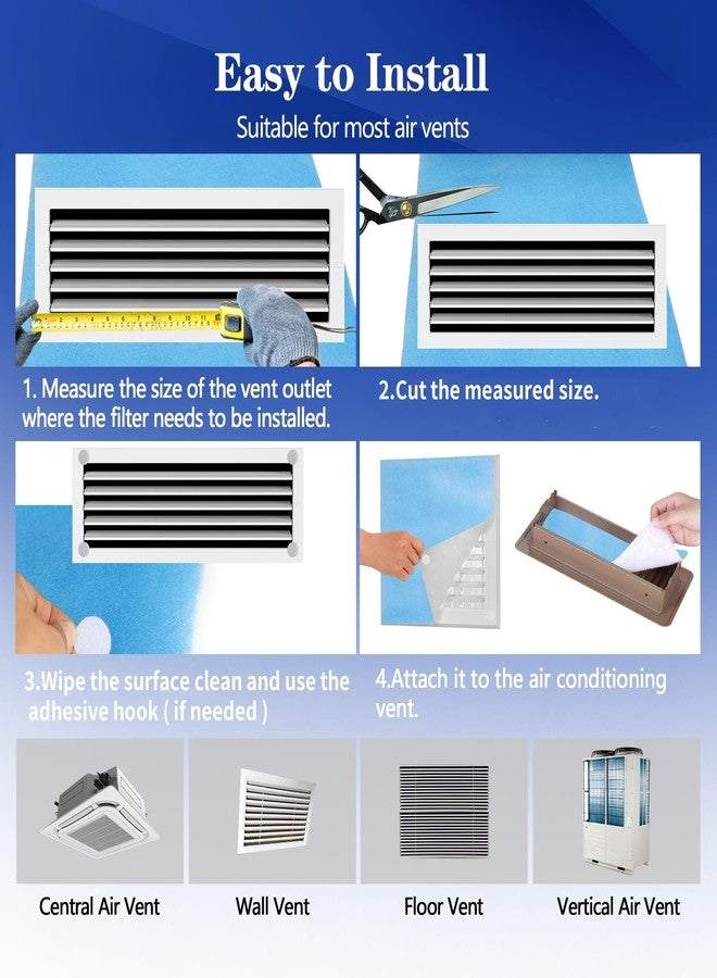 WAWINY Air Vent Filter, 18"X120" Cut to Size Air Filter Material, MERV 8 Electrostatic Air Filter Roll, Blue & White Vent Filters for Home Floor, Rv Ac Vent, Ceiling, Refrigeration, HVAC Furnace Vent, Etc - Image 5