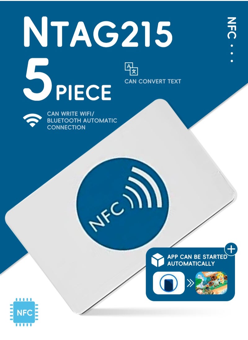 Excefore 5 piece NFC Tags NTAG215 NFC 215 Cards, 504 Bytes Memory NFC Business Card Blank NFC Cards Ntag215 NFC Chip for NFC Phone and Device Writeable Programmable  - Image 1