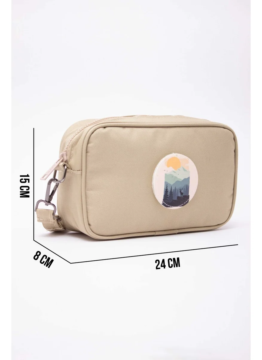 Kaff Beige K 00700 Interchangeable Sticker Crossbody Hand and Shoulder Bag
