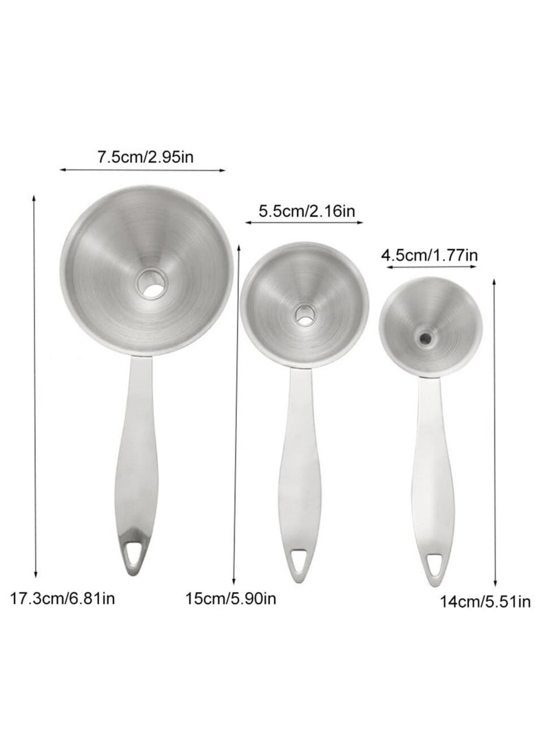 Oasisgalore Kitchen Funnel Set with Cleaning Brushes for Filling Bottles，Stainless Steel Small Funnels - Image 2