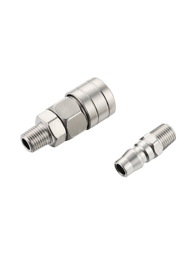 LAWAZIM Pro7 Air Hose Fitting Set - 2 Piece 1/4inch 20SM x 20PM Male Threaded Quick Connect Coupler and Male Threaded Plug, Air Compressor and Pneumatic Tool Accessories - Image 1