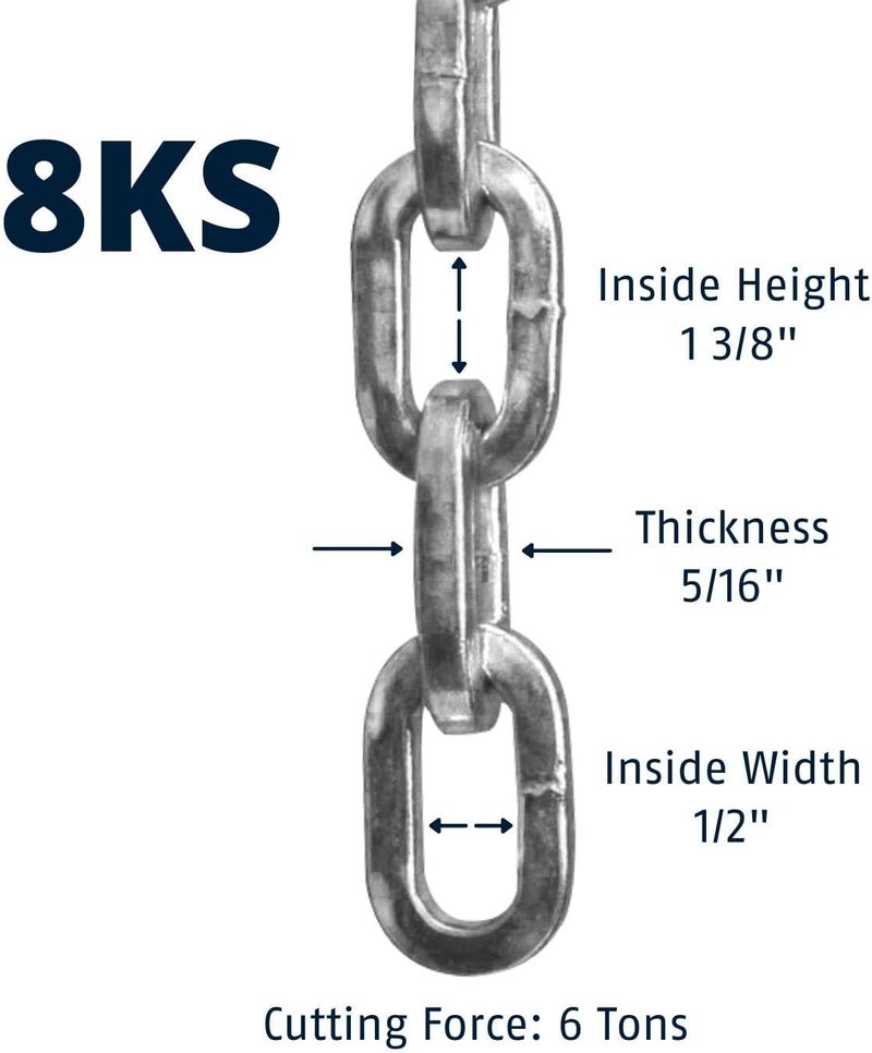 Abus Hardened Steel 8KS 6 Foot x 5/16" Thick Square Security Chain for Bikes, Containers, Trailers, ATV's, Motorcycles and Personal/Industrial Property - Image 2