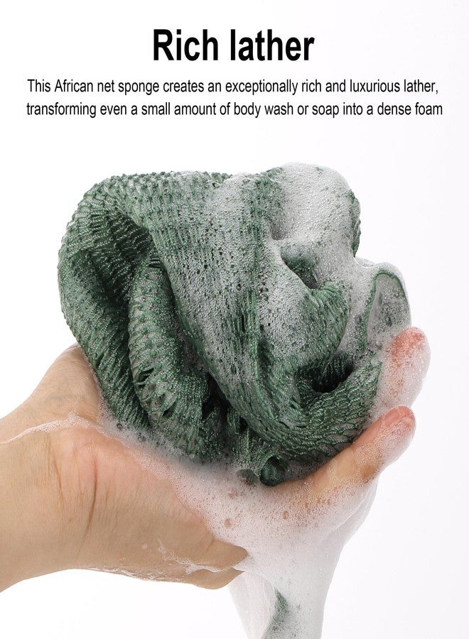 BTYMS Authentic African Net Sponge with Handles, 4 Pcs Knotted Bath Net Mesh Loofah Exfoliating Washcloth Long Back Scrubber for Shower - Image 4