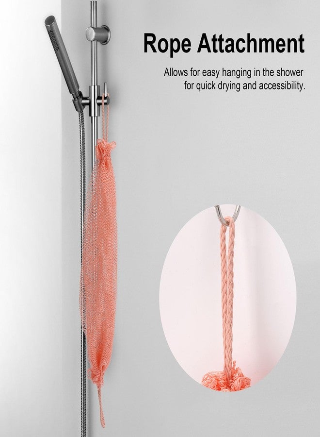 BTYMS Authentic African Net Sponge with Handles, 4 Pcs Knotted Bath Net Mesh Loofah Exfoliating Washcloth Long Back Scrubber for Shower - Image 3